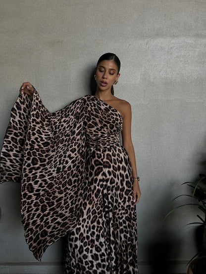 Leopard Plissé Jumpsuit