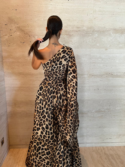 Leopard Plissé Dress