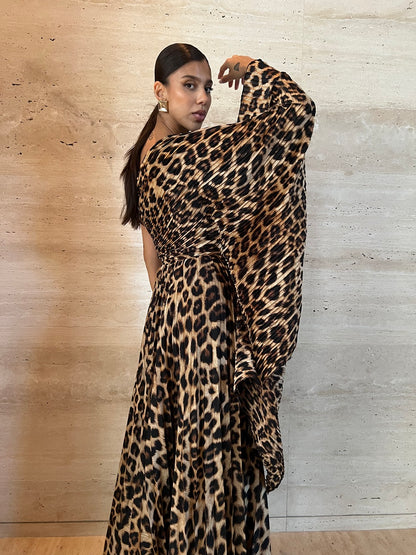 Leopard Plissé Dress