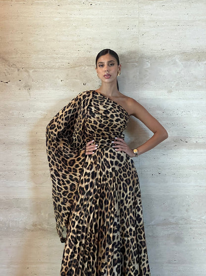 Leopard Plissé Dress