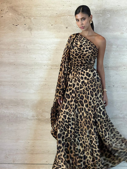 Leopard Plissé Dress