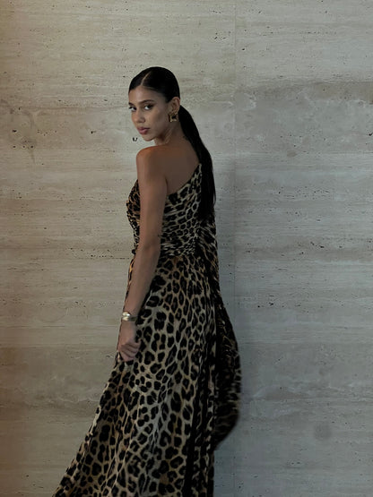 Leopard Plissé Dress