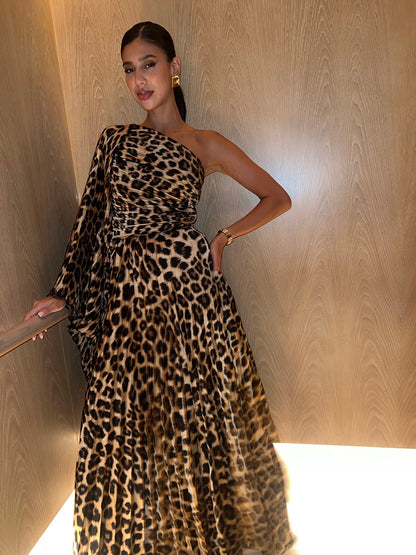 Leopard Plissé Dress